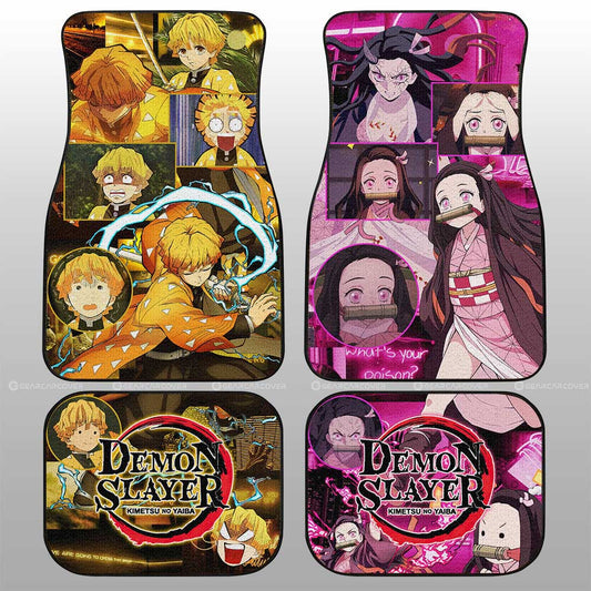 Zenitsu And Nezuko Car Floor Mats Custom Demon Slayer Anime - Gearcarcover - 1