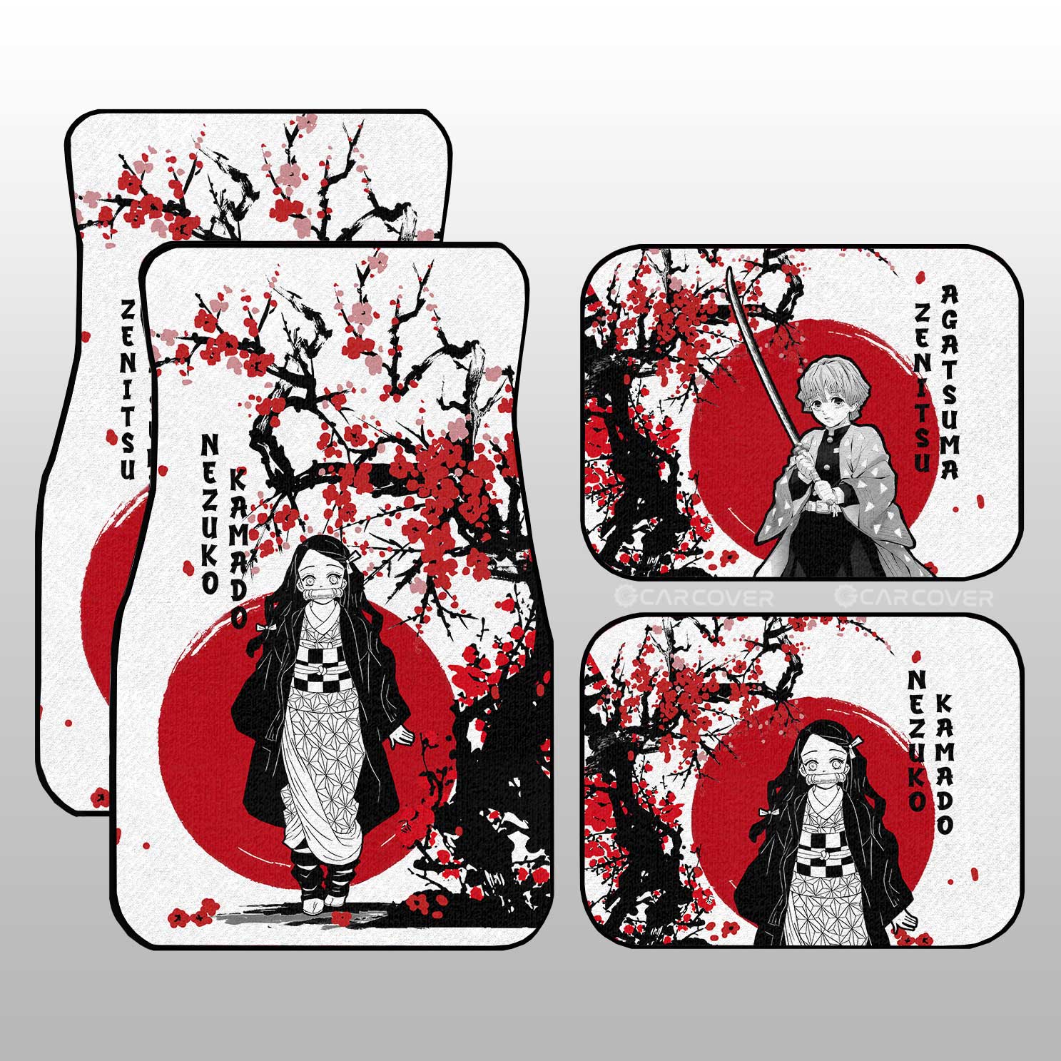 Zenitsu And Nezuko Car Floor Mats Custom Japan Style Demon Slayer Anime Car Interior Accessories - Gearcarcover - 2