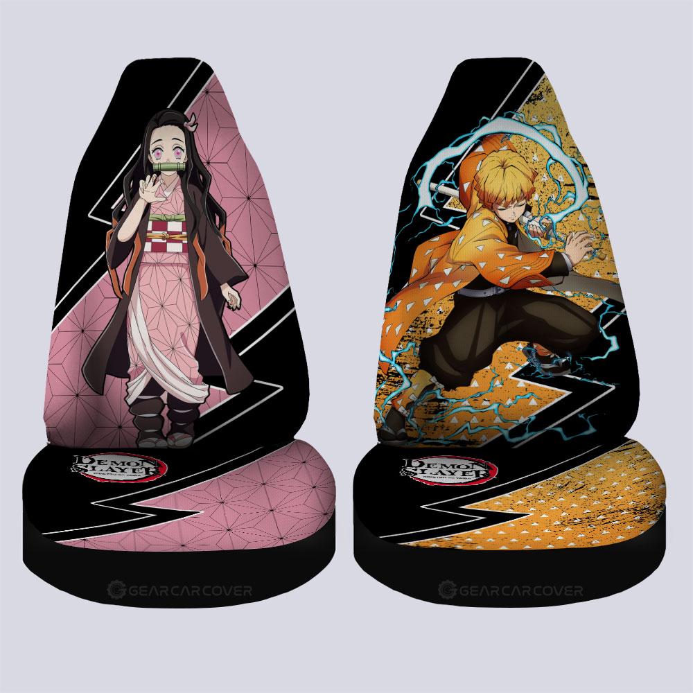 Zenitsu And Nezuko Car Seat Covers Custom Anime Demon Slayer Car Accessories - Gearcarcover - 4