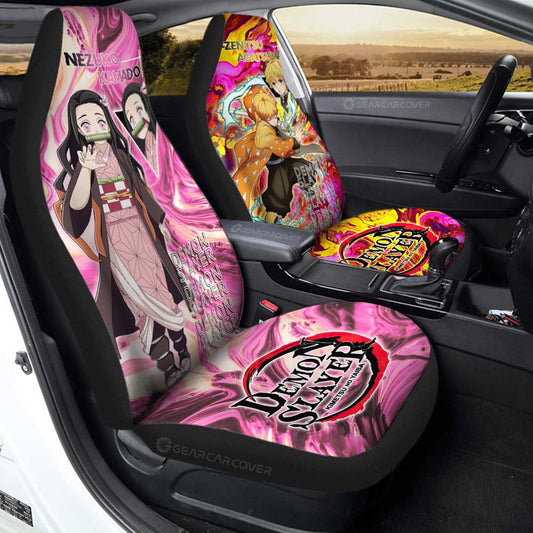 Zenitsu And Nezuko Car Seat Covers Custom Demon Slayer Anime Car Accessories - Gearcarcover - 2