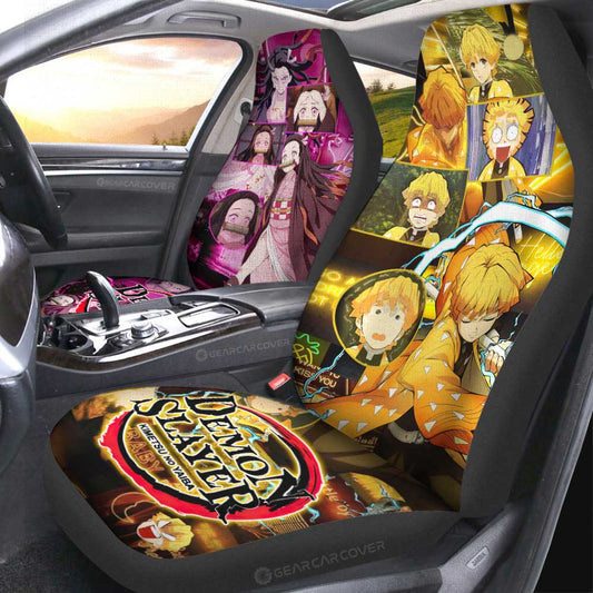 Zenitsu And Nezuko Car Seat Covers Custom Demon Slayer Anime - Gearcarcover - 2