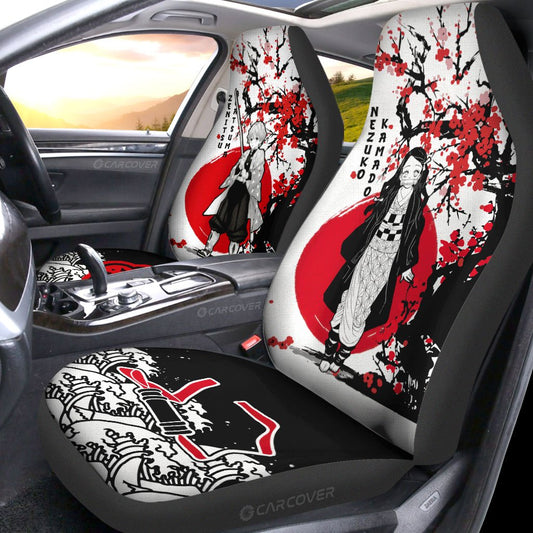 Zenitsu And Nezuko Car Seat Covers Custom Japan Style Demon Slayer Anime Car Interior Accessories - Gearcarcover - 2