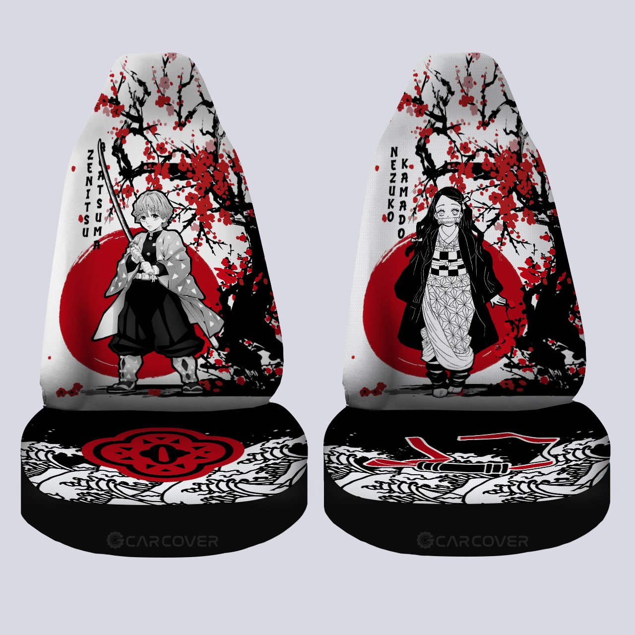 Zenitsu And Nezuko Car Seat Covers Custom Japan Style Demon Slayer Anime Car Interior Accessories - Gearcarcover - 4