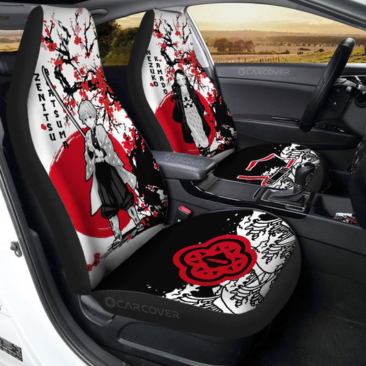 Zenitsu And Nezuko Car Seat Covers Custom Japan Style Demon Slayer Anime Car Interior Accessories - Gearcarcover - 1