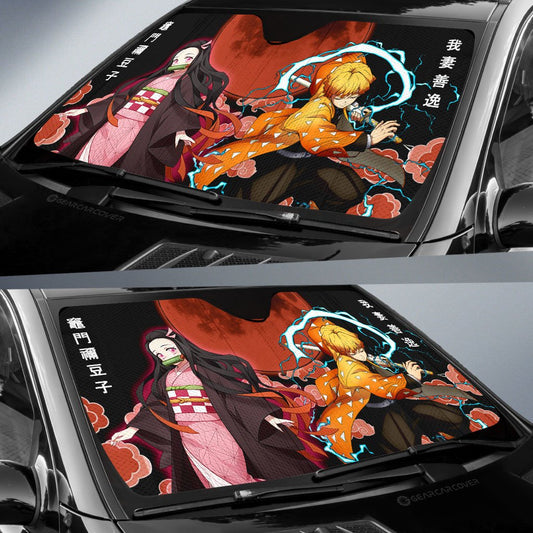 Zenitsu And Nezuko Car Sunshade Custom Demon Slayer Anime Car Accessories - Gearcarcover - 2