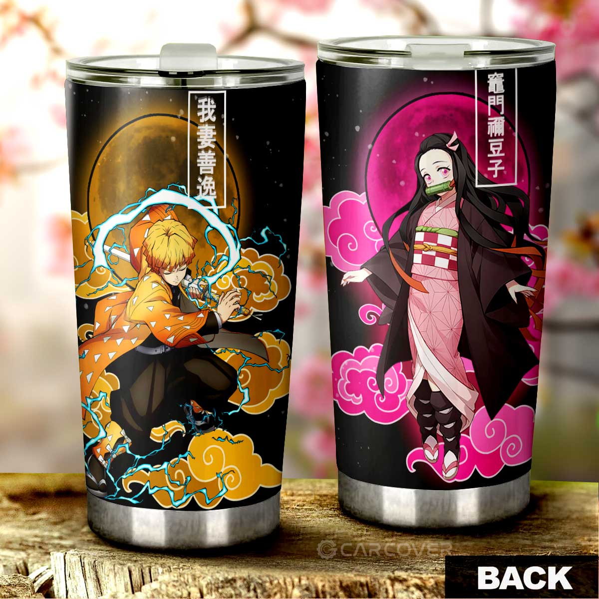 Zenitsu And Nezuko Tumbler Cup Custom Anime Demon Slayer Car Accessories - Gearcarcover - 1