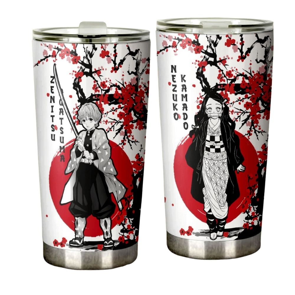 Zenitsu And Nezuko Tumbler Cup Custom Japan Style Demon Slayer Anime Car Interior Accessories - Gearcarcover - 4