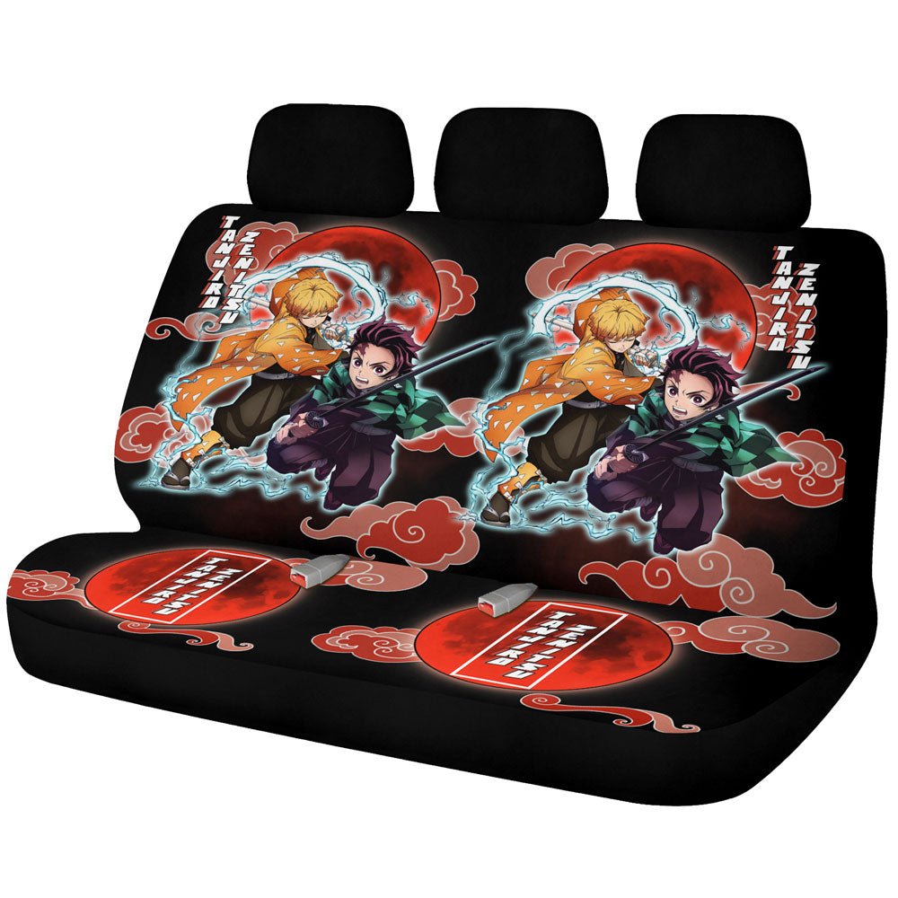 Zenitsu And Tanjiro Car Back Seat Covers Custom Demon Slayer For Anime Fans - Gearcarcover - 1
