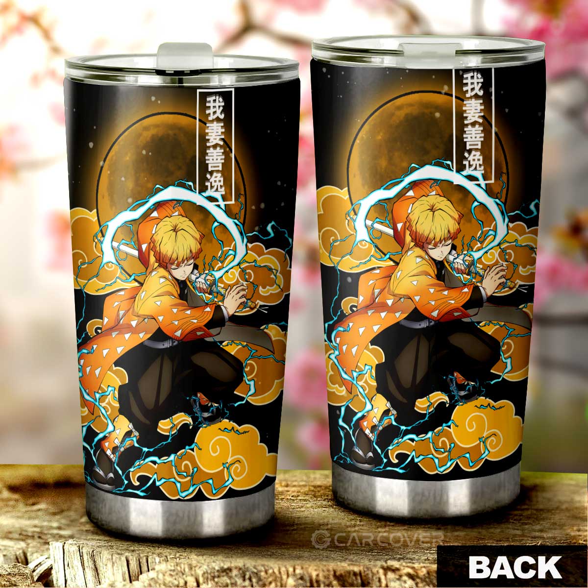 Zenitsu Thunder Breathing Tumbler Cup Custom Anime Demon Slayer Car Accessories - Gearcarcover - 3