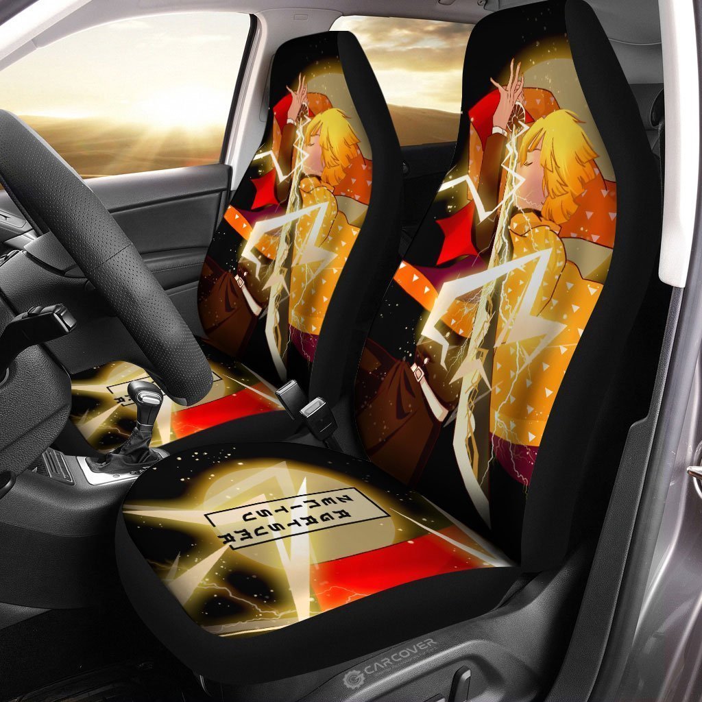 Zenitsu Thunder Car Seat Covers Custom Demon Slayer Anime Car Accessories - Gearcarcover - 2