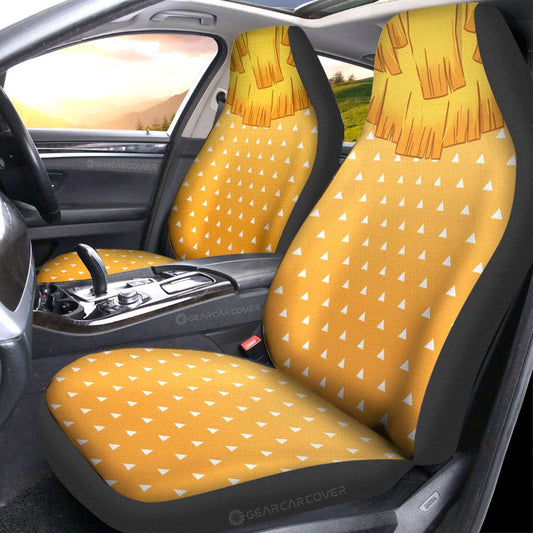 Zenitsu Uniform Car Seat Covers Custom Hairstyle Demon Slayer Anime Car Interior Accessories - Gearcarcover - 2