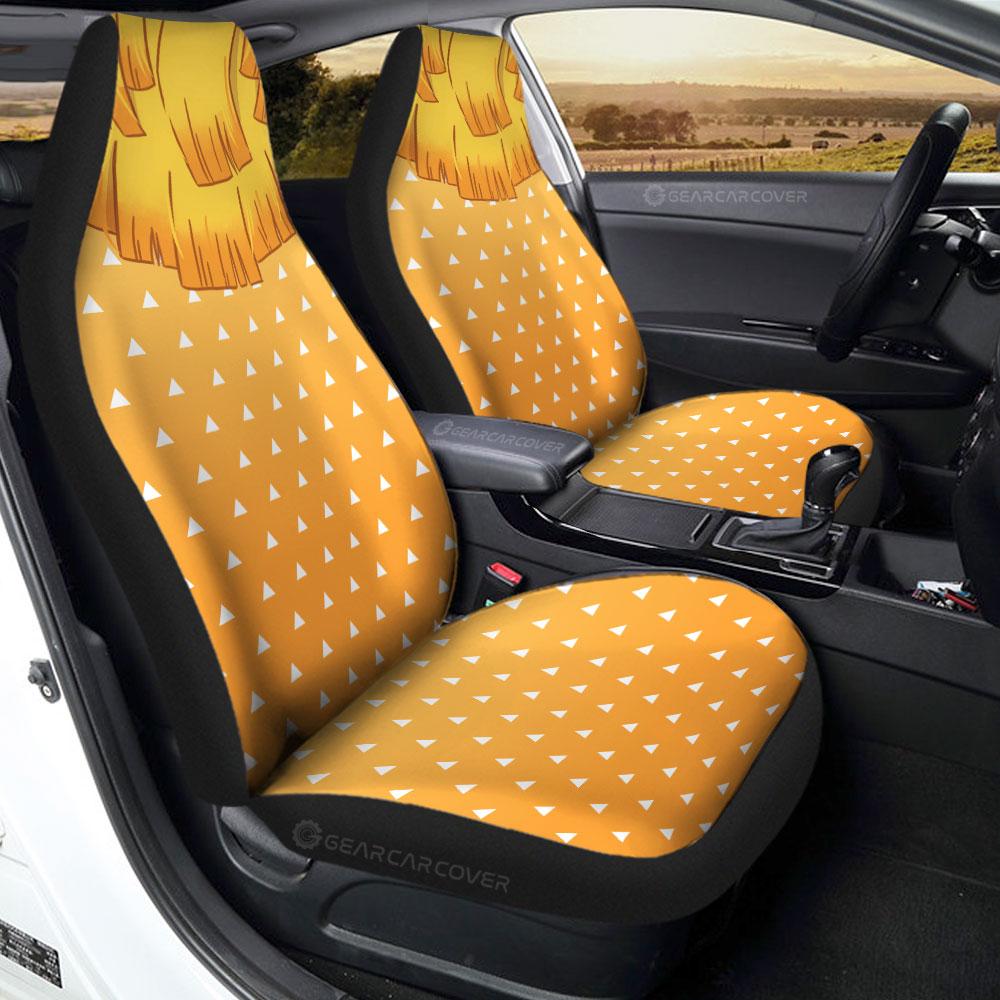Zenitsu Uniform Car Seat Covers Custom Hairstyle Demon Slayer Anime Car Interior Accessories - Gearcarcover - 1
