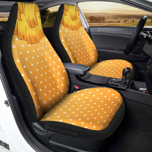 Zenitsu Uniform Car Seat Covers Custom Hairstyle Demon Slayer Anime Car Interior Accessories - Gearcarcover - 1