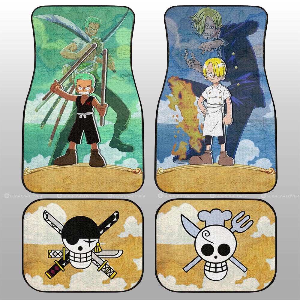 Zoro And Sanji Car Floor Mats Custom One Piece Map Car Accessories For Anime Fans - Gearcarcover - 1