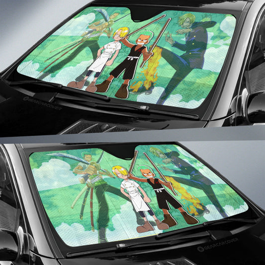 Zoro And Sanji Car Sunshade Custom One Piece Map Car Accessories For Anime Fans - Gearcarcover - 2