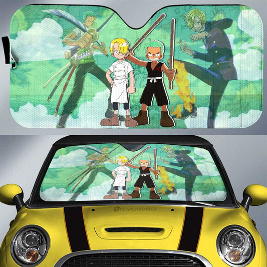 Zoro And Sanji Car Sunshade Custom One Piece Map Car Accessories For Anime Fans - Gearcarcover - 1